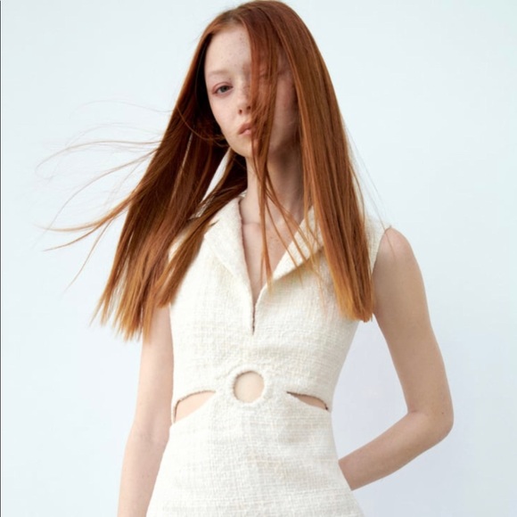 NWT ZARA TEXTURED CUT OUT DRESS | L - Picture 7 of 14